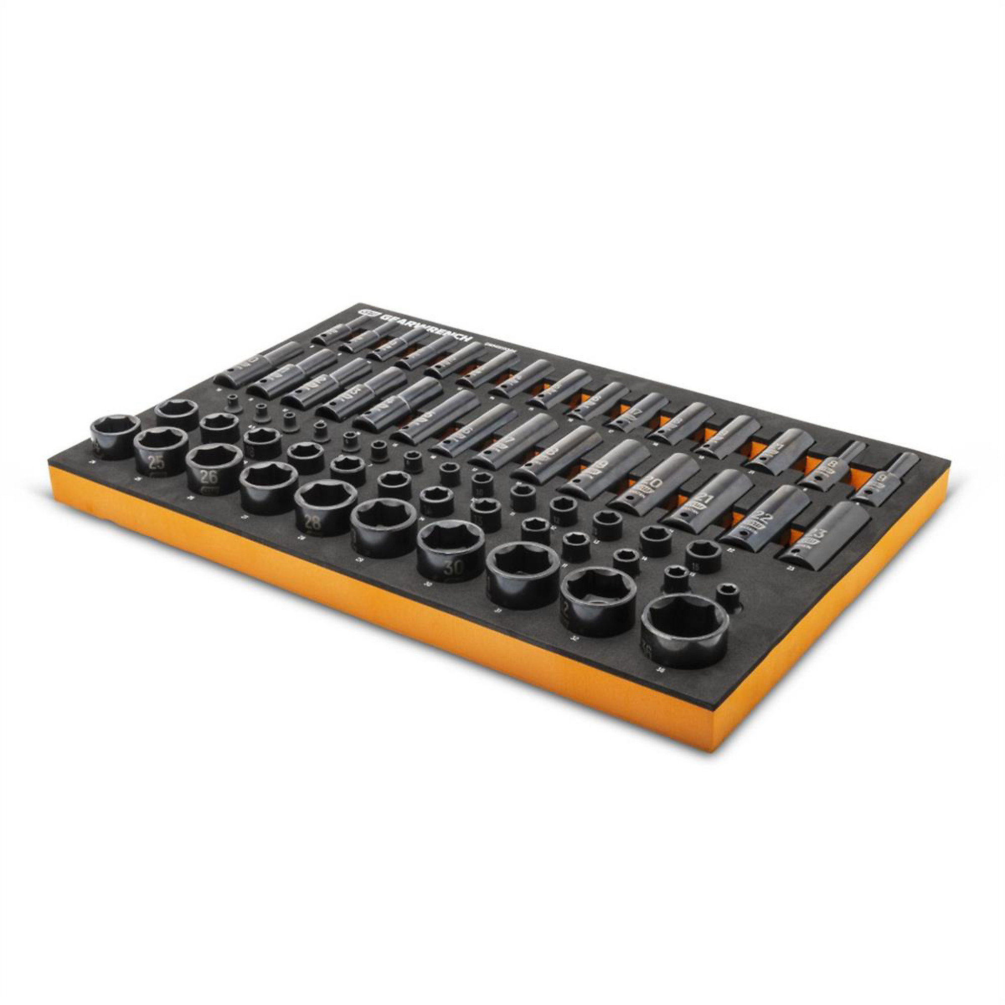 GearWrench Metric Impact Socket Set — 66-Piece, 1/4in., 3/8in. & 1/2in. Drive, 6-Point, Standard & Deep, Foam Storage Tray, Model# KDTGWMSISKMM